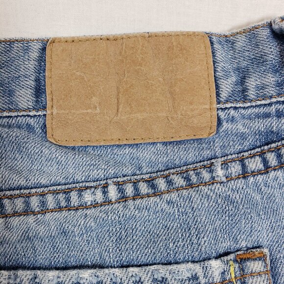 Hollister Y2K 90s Vintage Mini Skirt Denim Blue Distressed Junior Size 7 - Picture 8 of 11